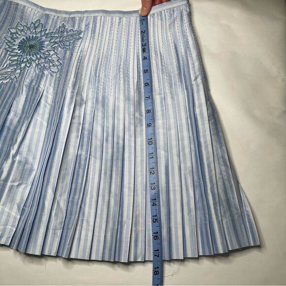 NWT Ideology Softly Pleated silk mini Skirt 6 capri blue embellished feminine - Picture 6 of 11
